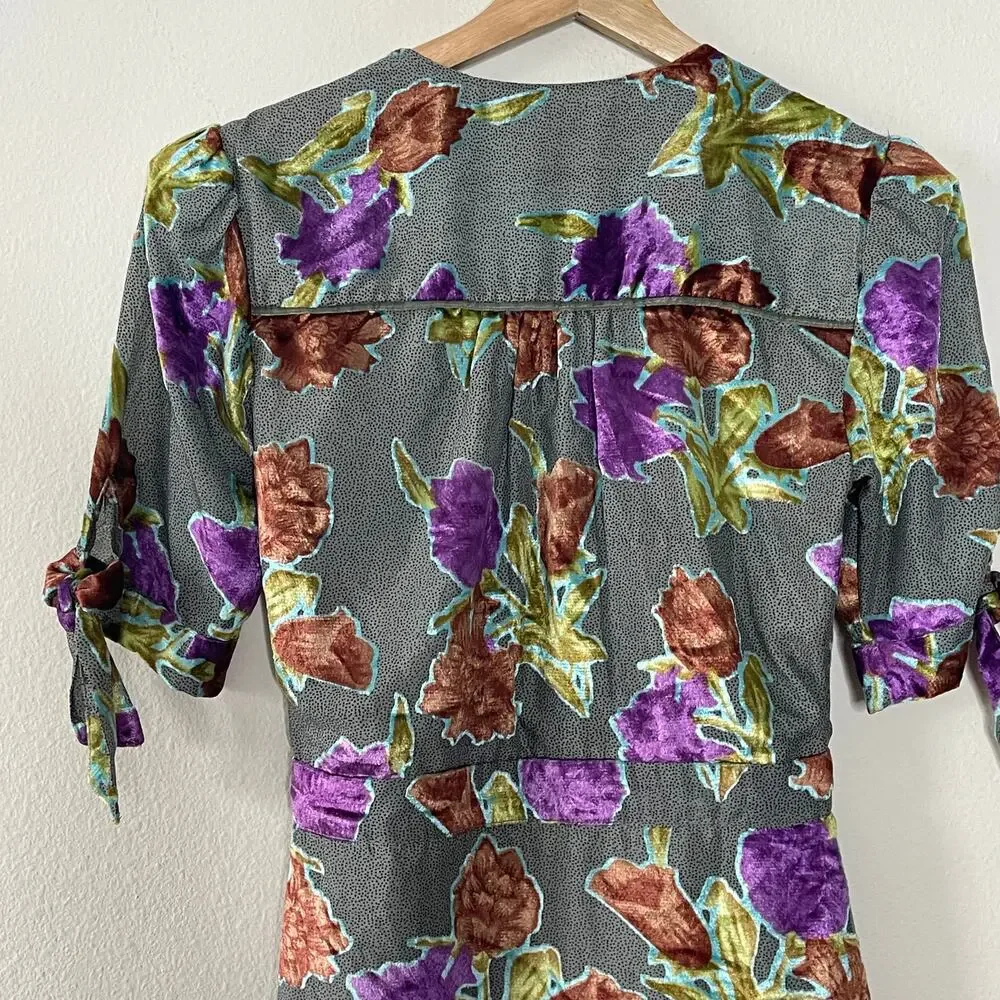 SAYLOR BURNOUT VELVET  FLORAL PRINT WRAP DRESS SIZE‎ S